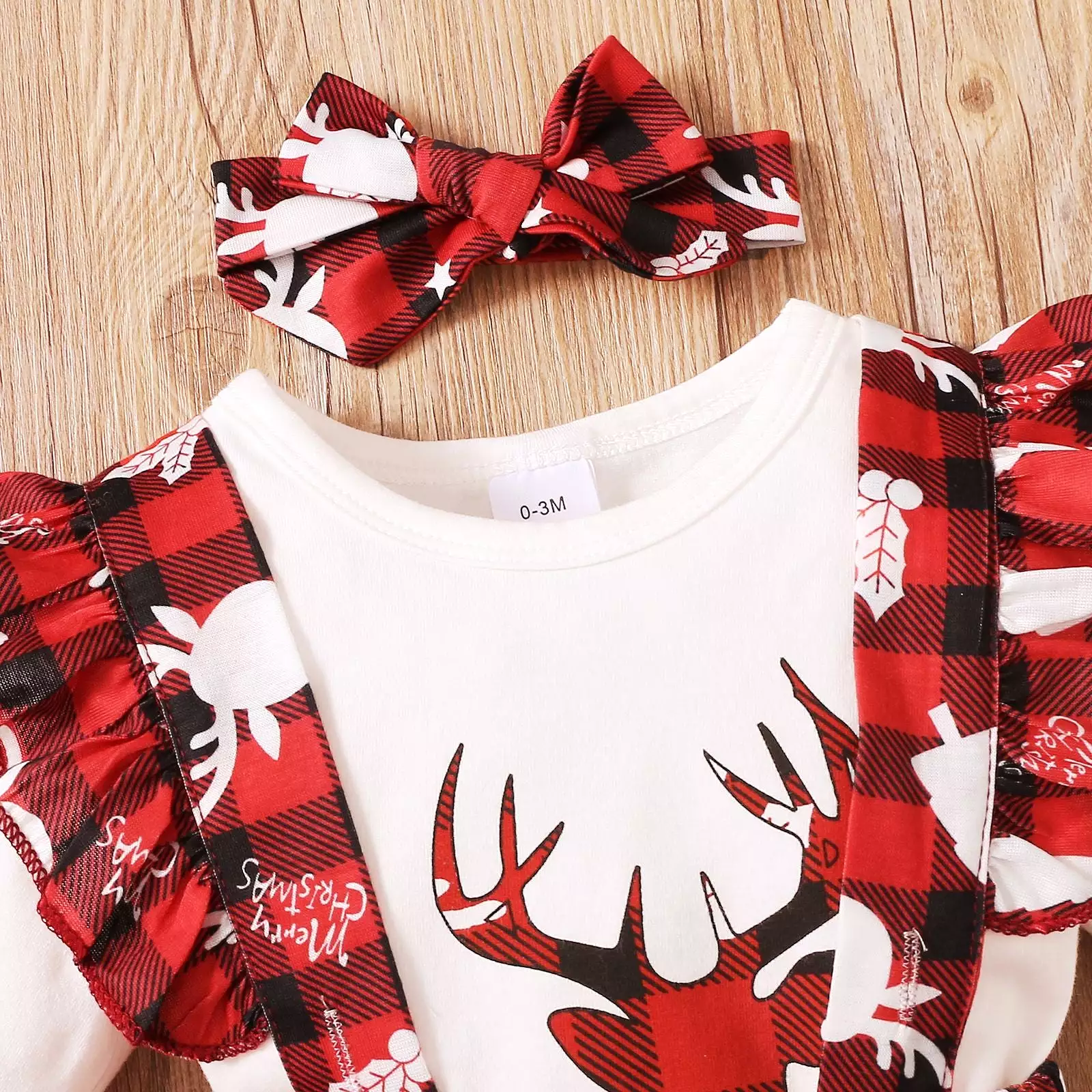 2 Pieces Set Baby Girls Christmas Letters Print Rompers And Animals Dresses Wholesale 23101513