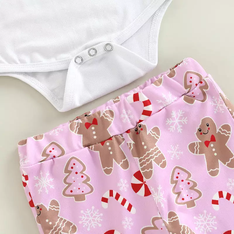 2 Pieces Set Baby Girls Christmas Letters Print Rompers And Cartoon Pants Wholesale 23101523