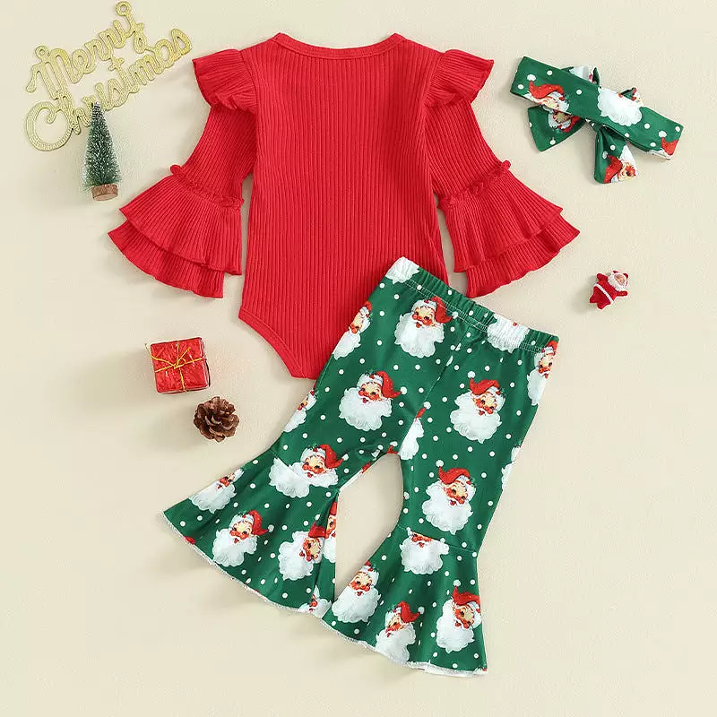 2 Pieces Set Baby Girls Christmas Letters Print Rompers And Cartoon Pants Wholesale 23101549