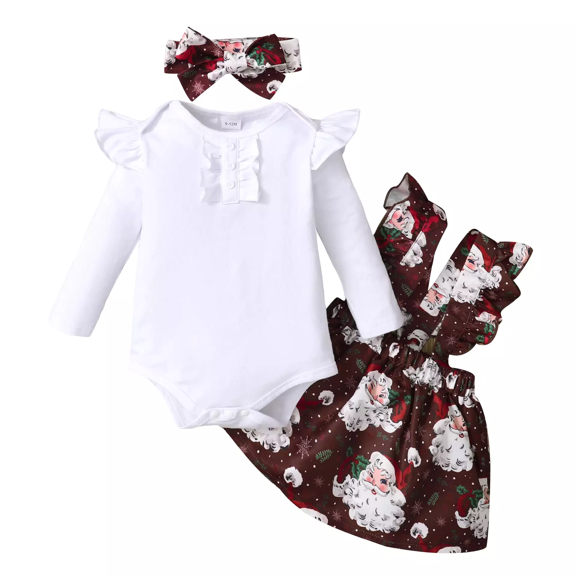 2 Pieces Set Baby Girls Christmas Solid Color Print Rompers And Cartoon Dresses Wholesale 23101525