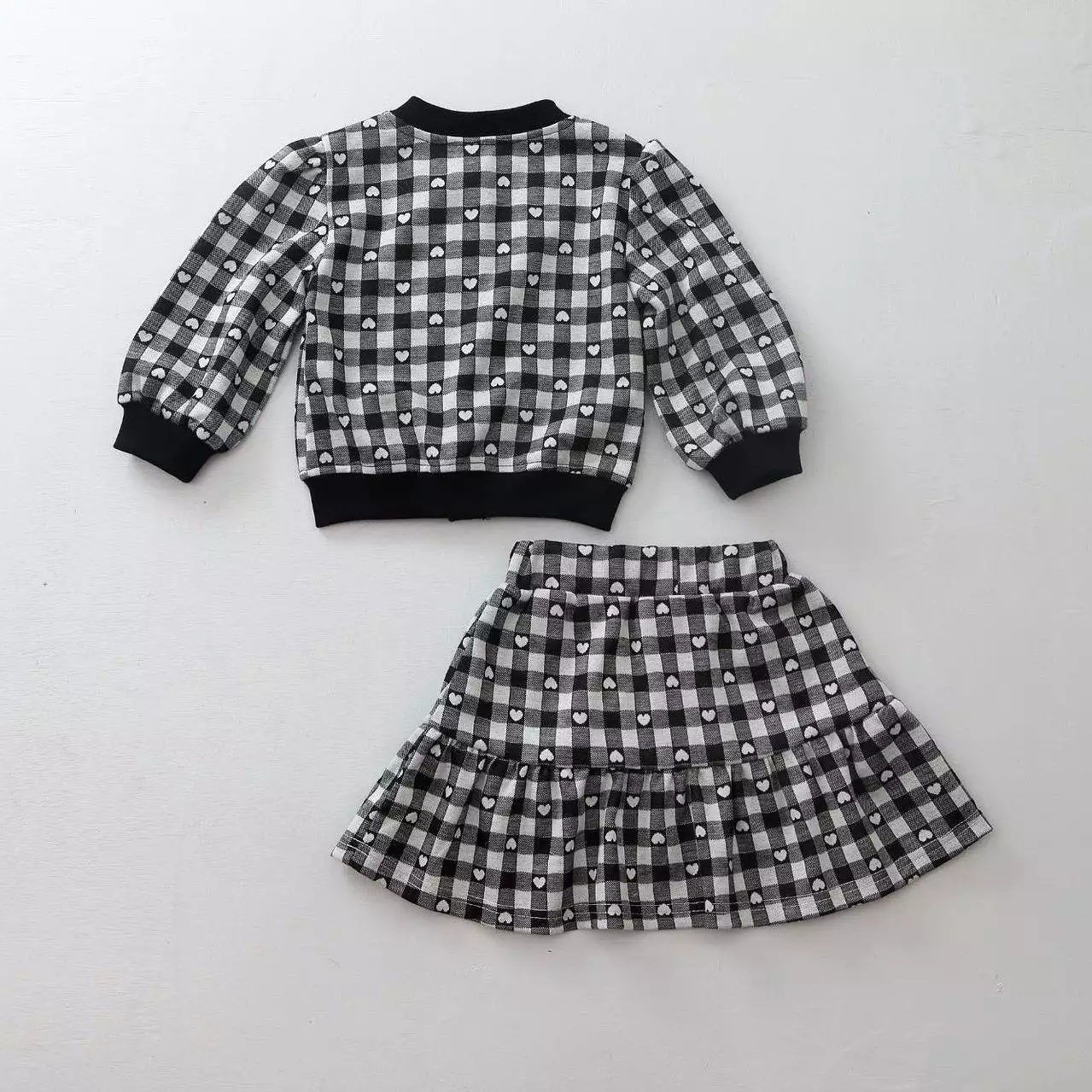 2 Pieces Set Baby Kid Girls Love heart Print Cardigan And Skirts Wholesale 231130136