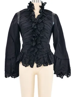 2002 Alexander McQueen Ruffle Trimmed Ruched Front Jacket