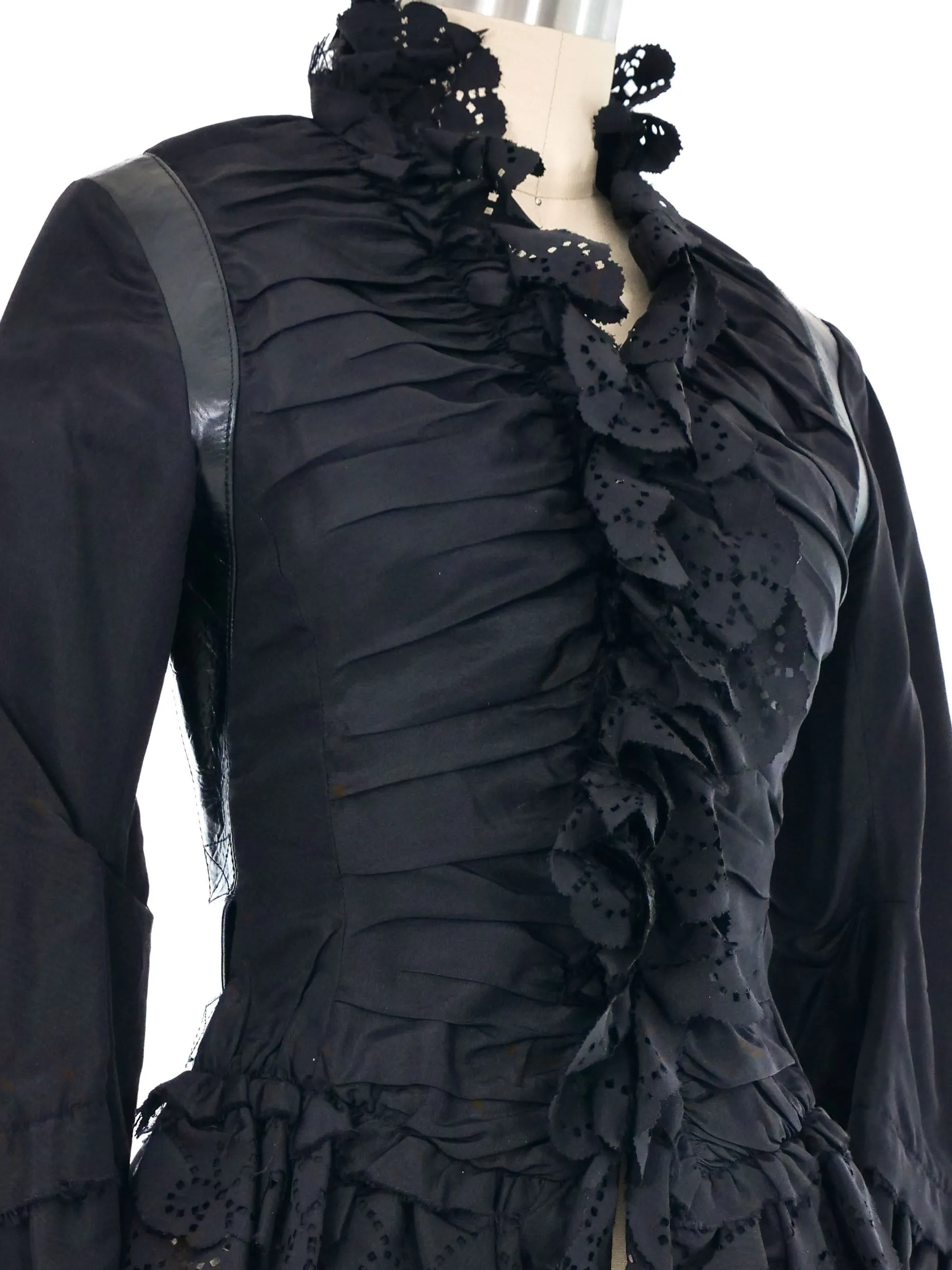 2002 Alexander McQueen Ruffle Trimmed Ruched Front Jacket