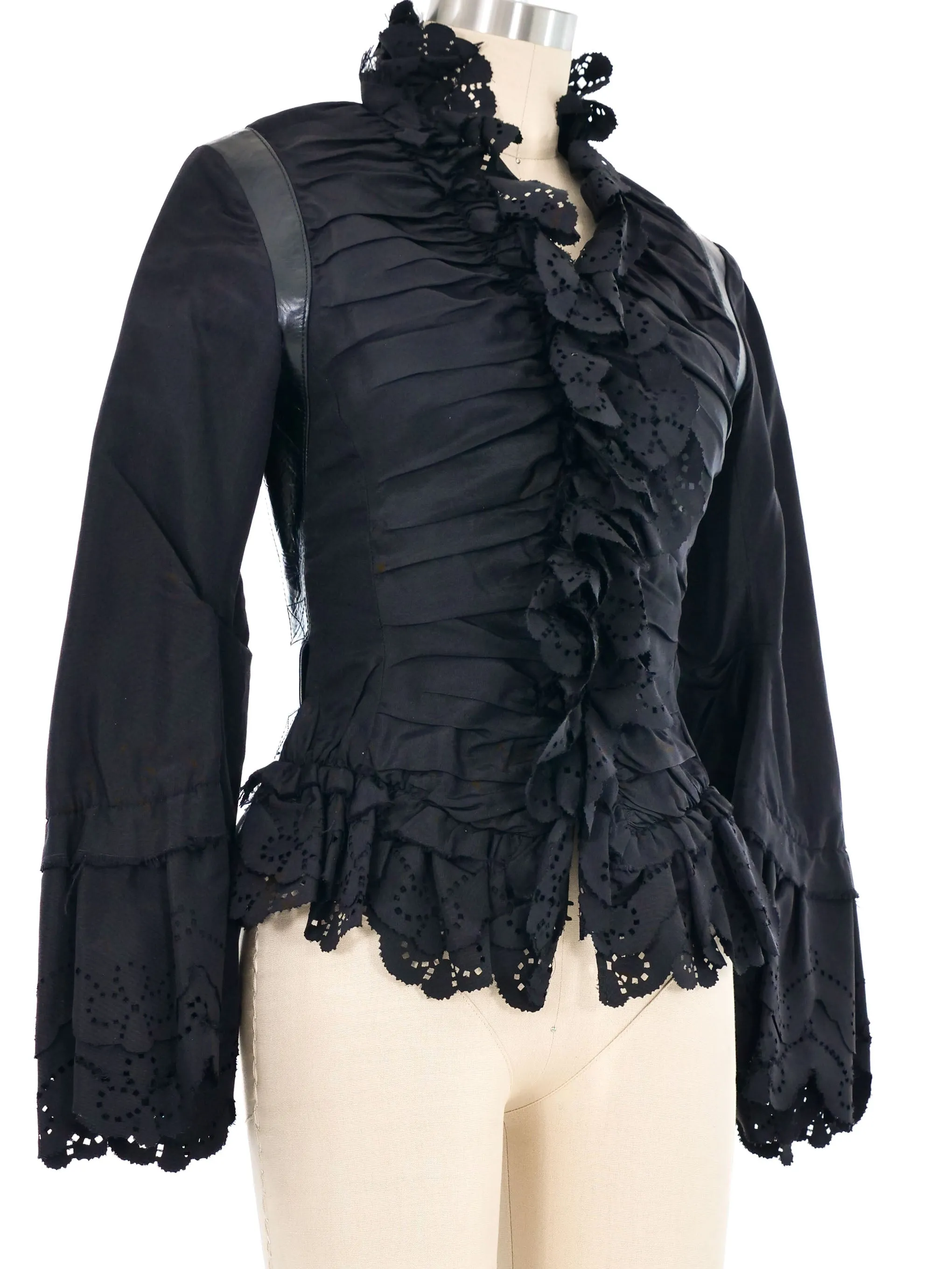 2002 Alexander McQueen Ruffle Trimmed Ruched Front Jacket