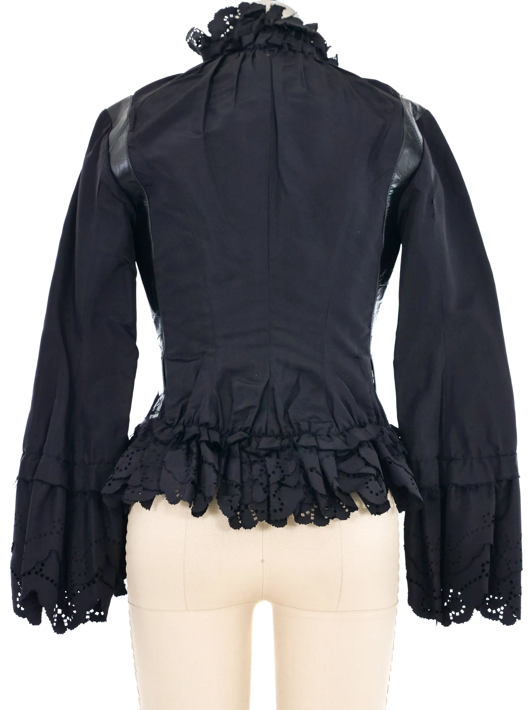 2002 Alexander McQueen Ruffle Trimmed Ruched Front Jacket