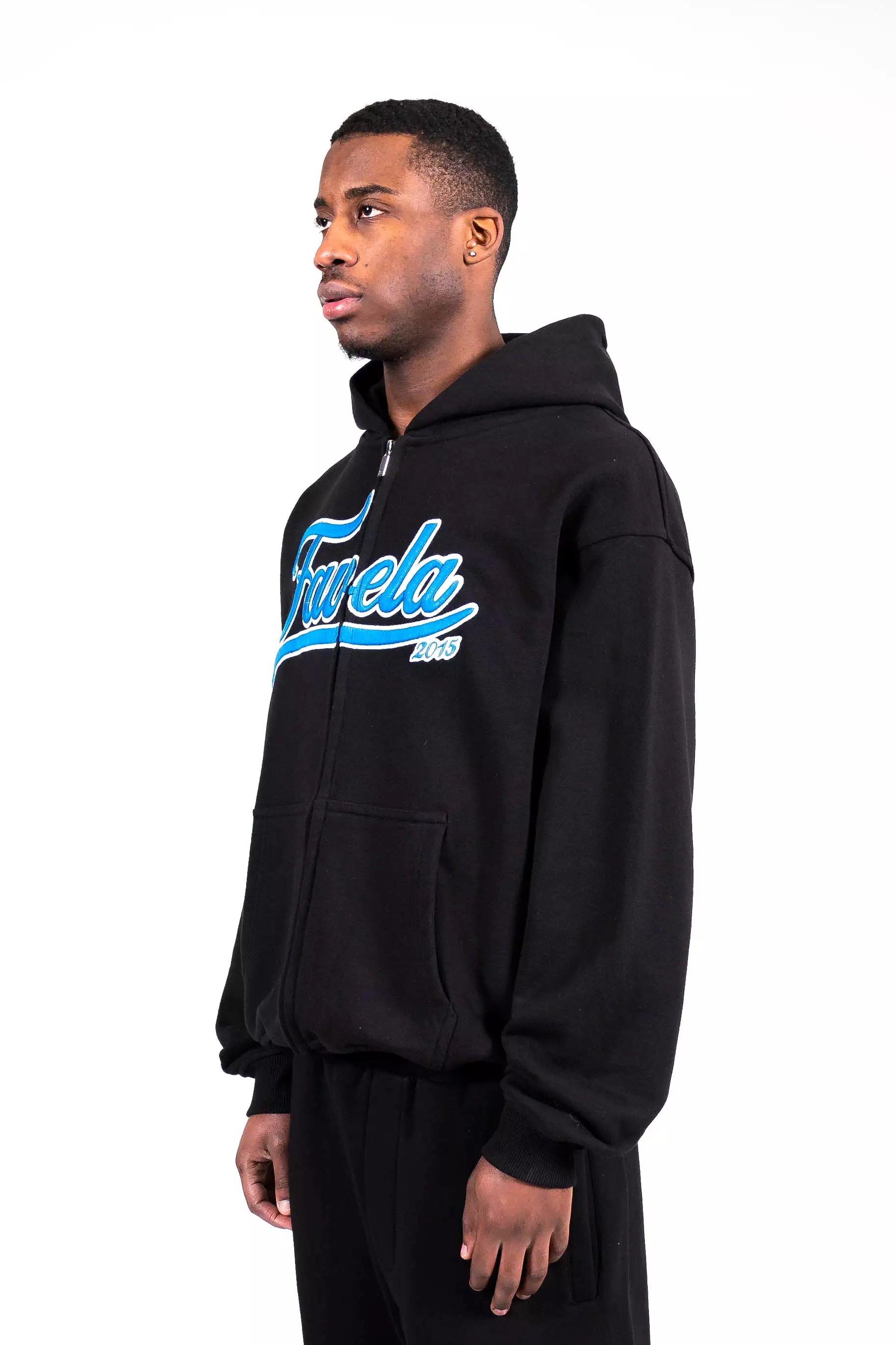 3D COLLEGE BLACK BLUE/WHITE FRONTZIP