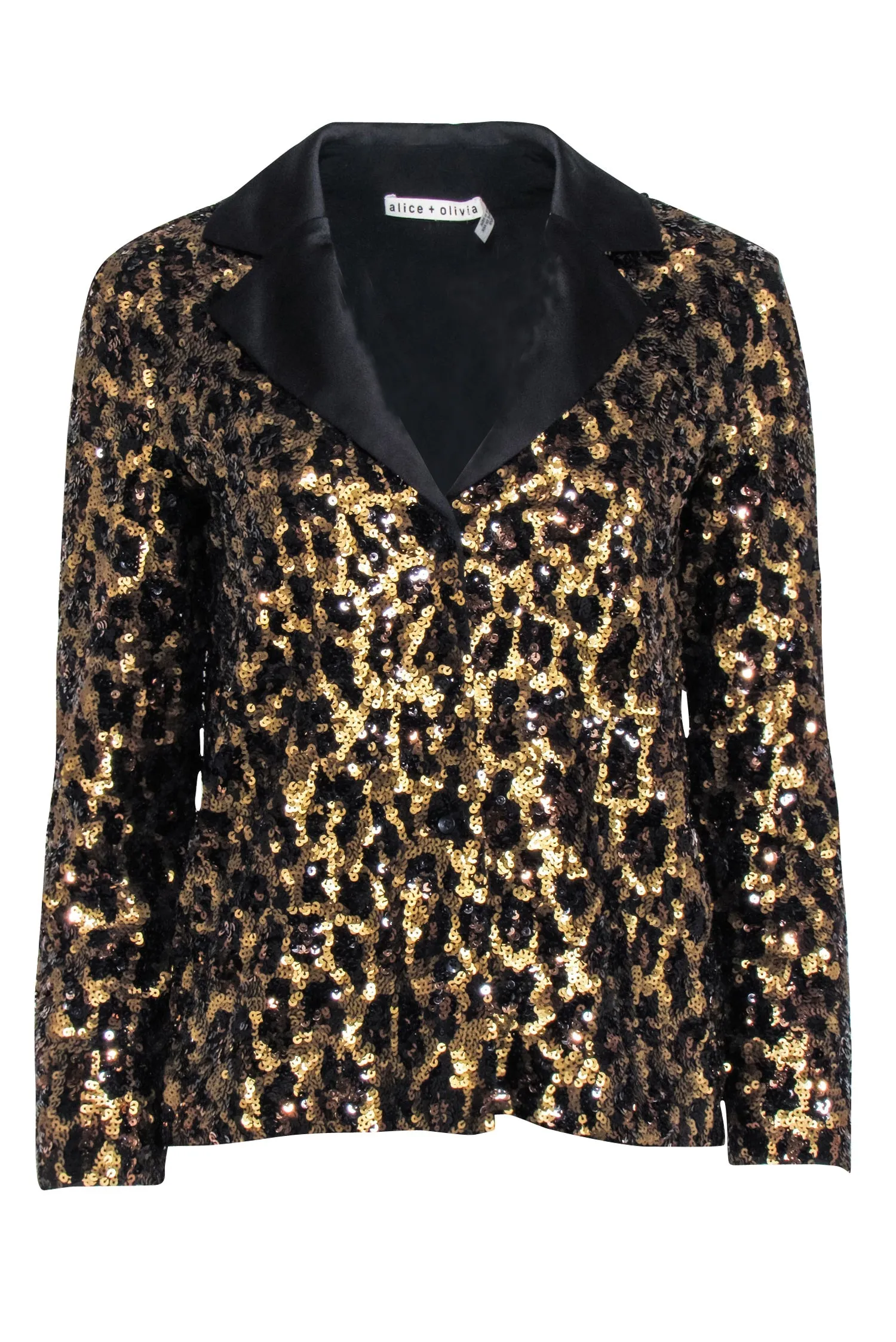 Alice & Olivia - Black & Brown Leopard Sequin Keir Blazer Sz XS