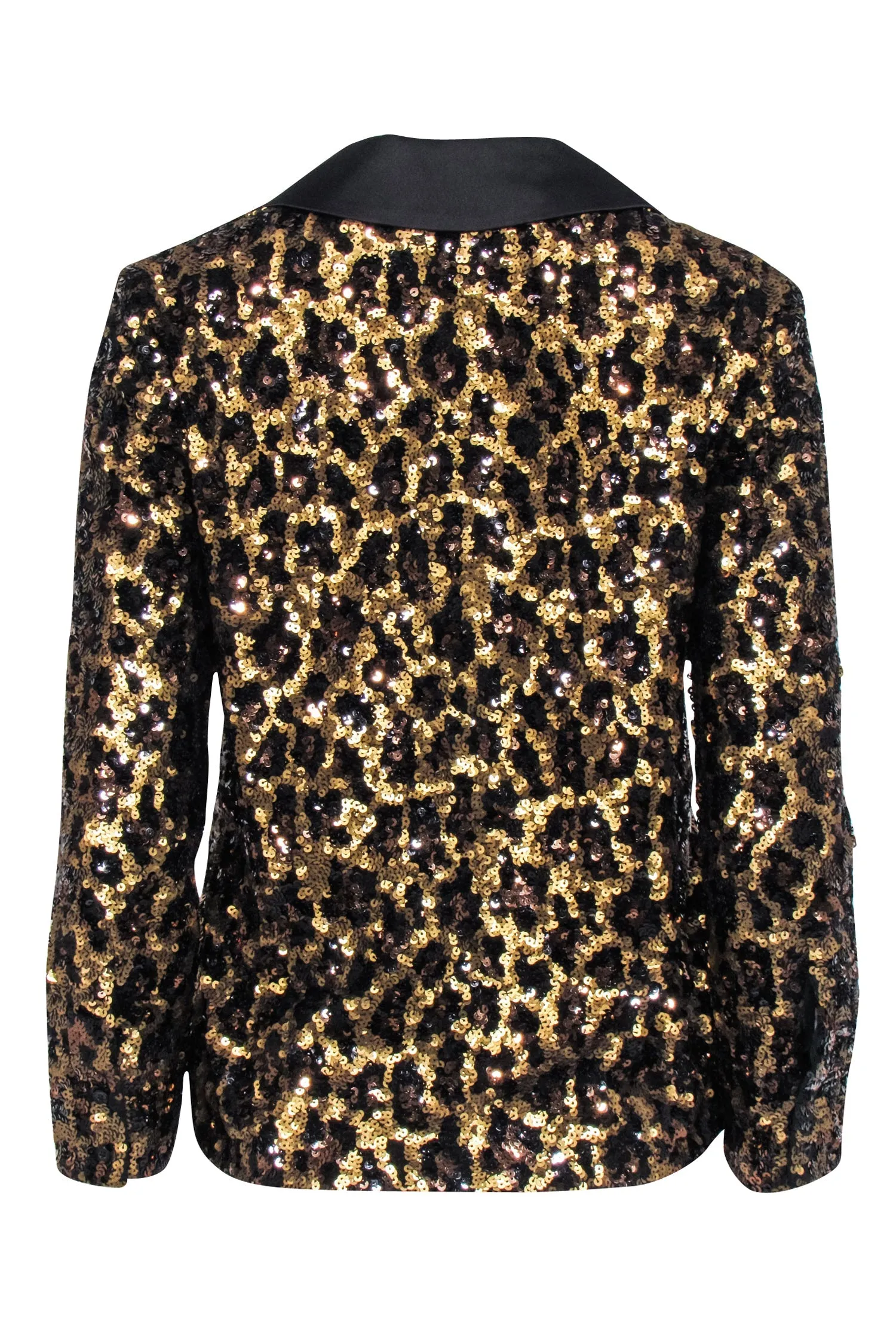 Alice & Olivia - Black & Brown Leopard Sequin Keir Blazer Sz XS