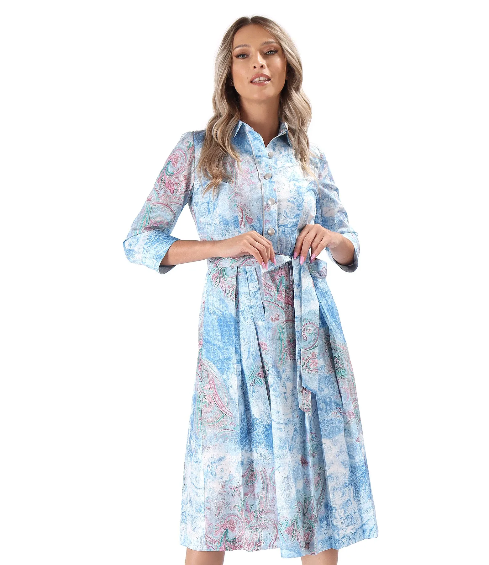 amy Shirt-type dress made of printed elastic cotton