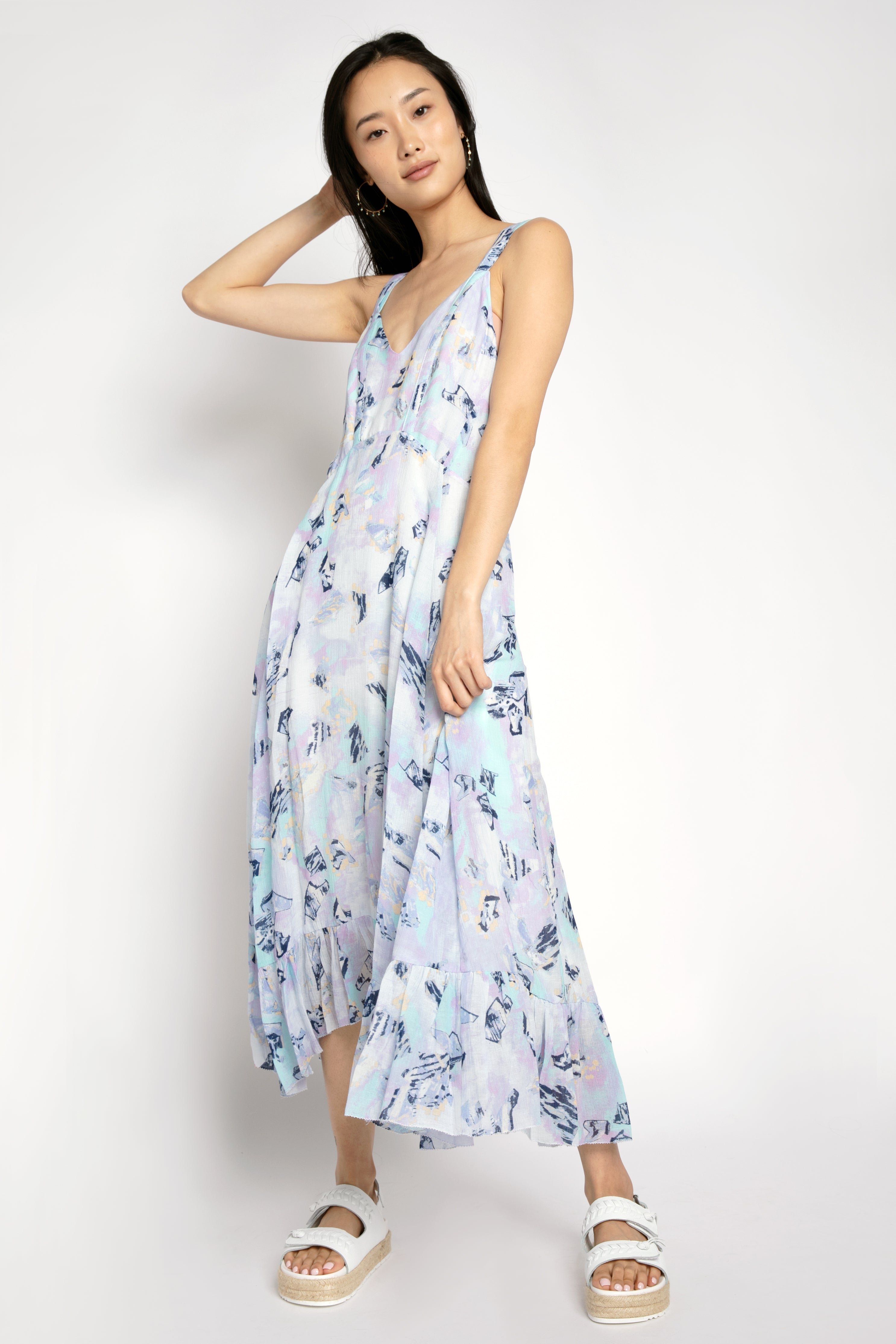 Andou Dress in Mixed Blue