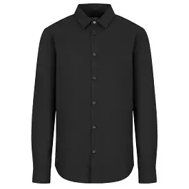 Armani Exchange Cotton Stretch Long Sleeve Shirt - Black