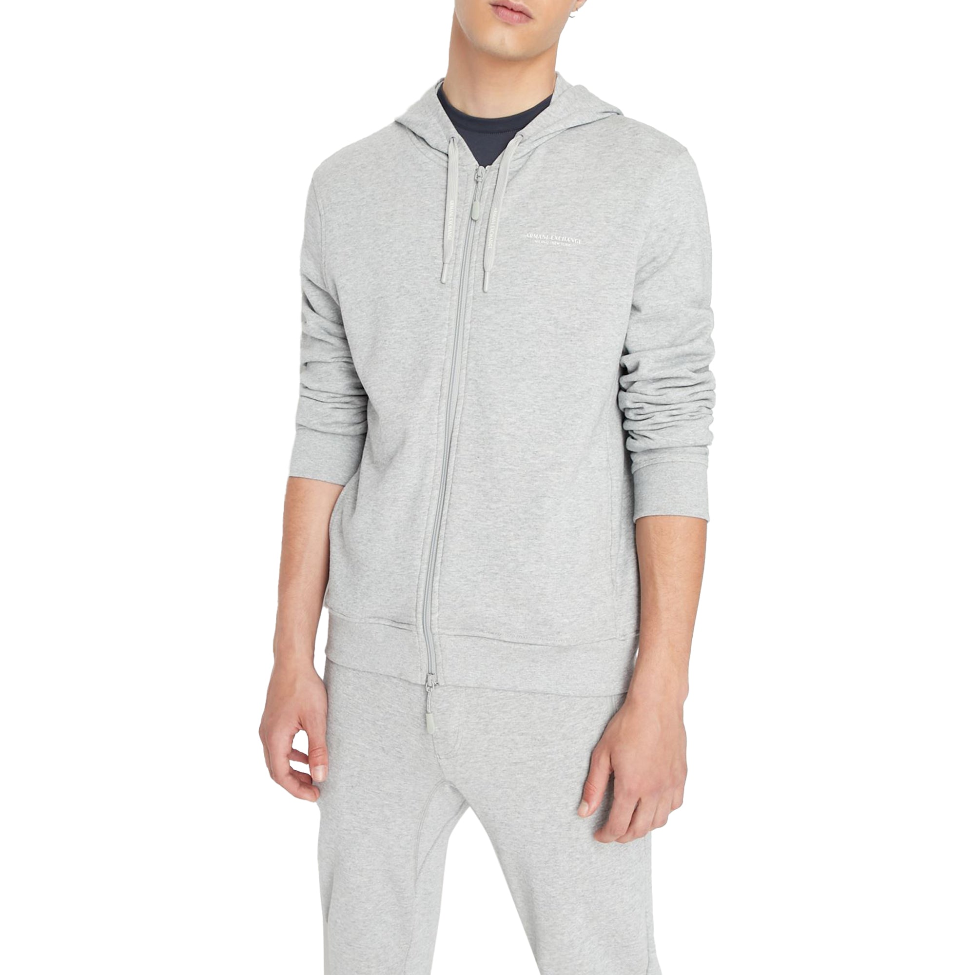 Armani Exchange Loopback Full Zip Hood - Grey Marl