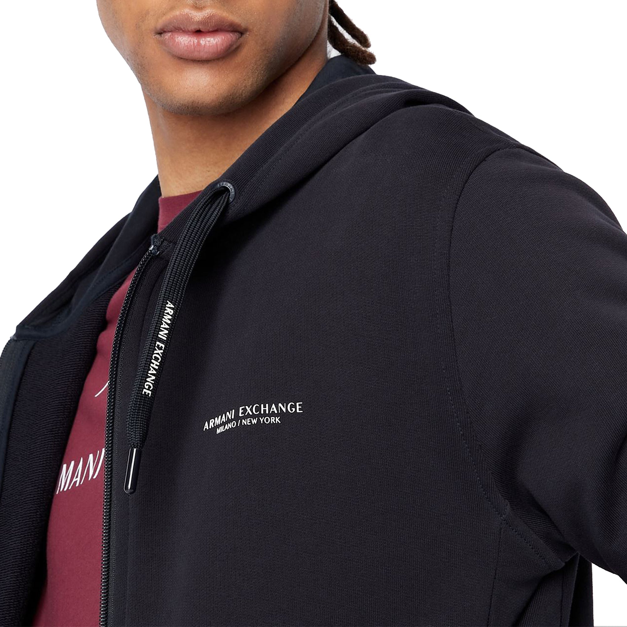 Armani Exchange Loopback Full Zip Hood - Navy