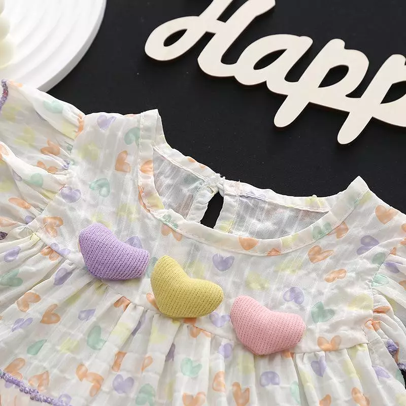 Baby Girls Love heart Print Dresses Wholesale 20240416