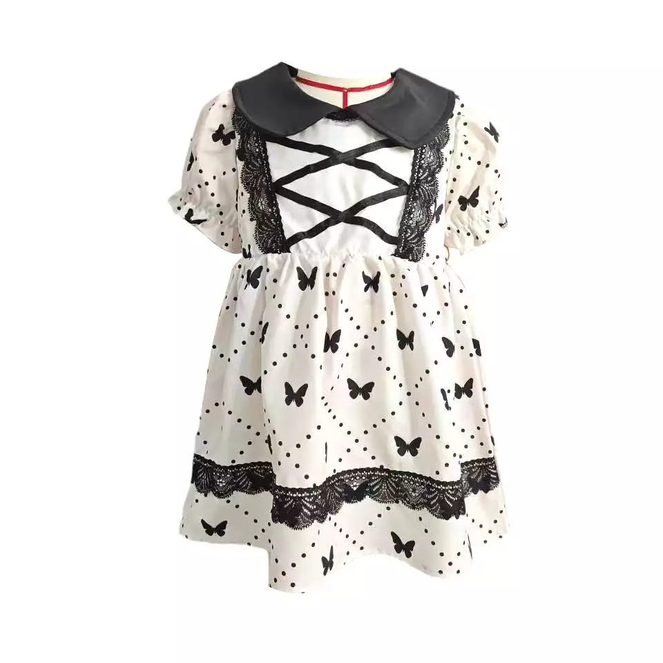 Baby Kid Girls Butterfly Print Dresses Wholesale 24030170