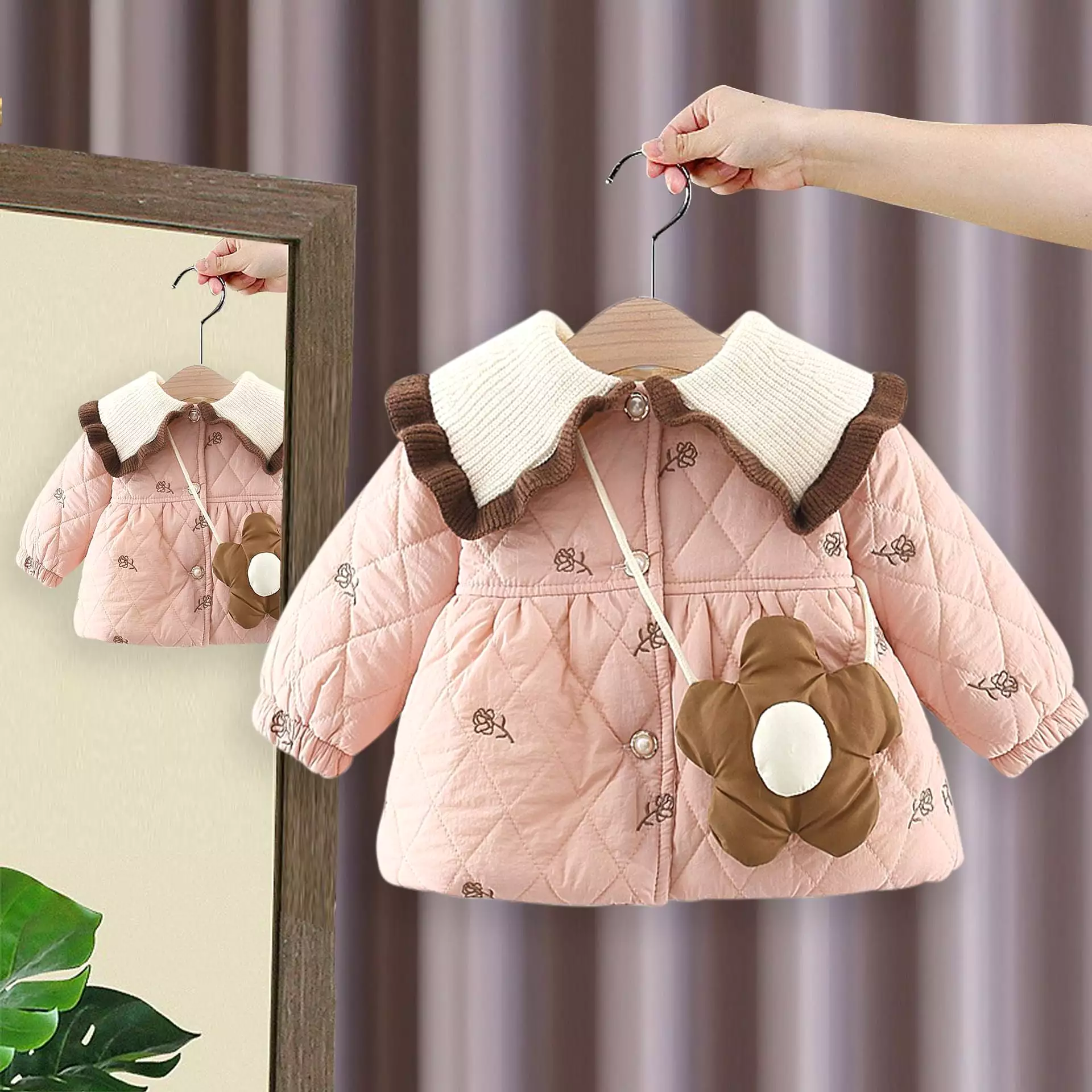 Baby Kid Girls Flower Print Jackets Outwears Wholesale 231019117