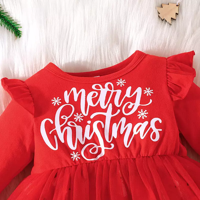 Baby Kid Girls Letters Cartoon Print Christmas Dresses Wholesale 23101536