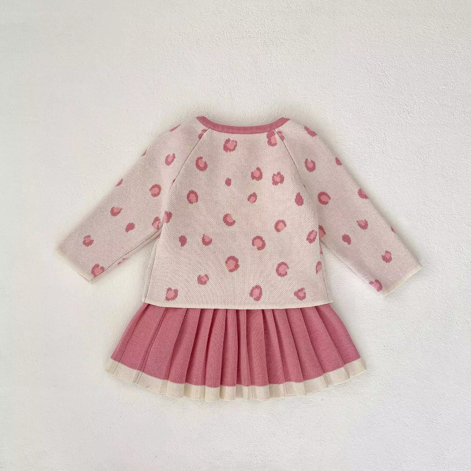 Baby Kid Girls Solid Color Polka dots Print Cardigan And Dresses Wholesale 230828228