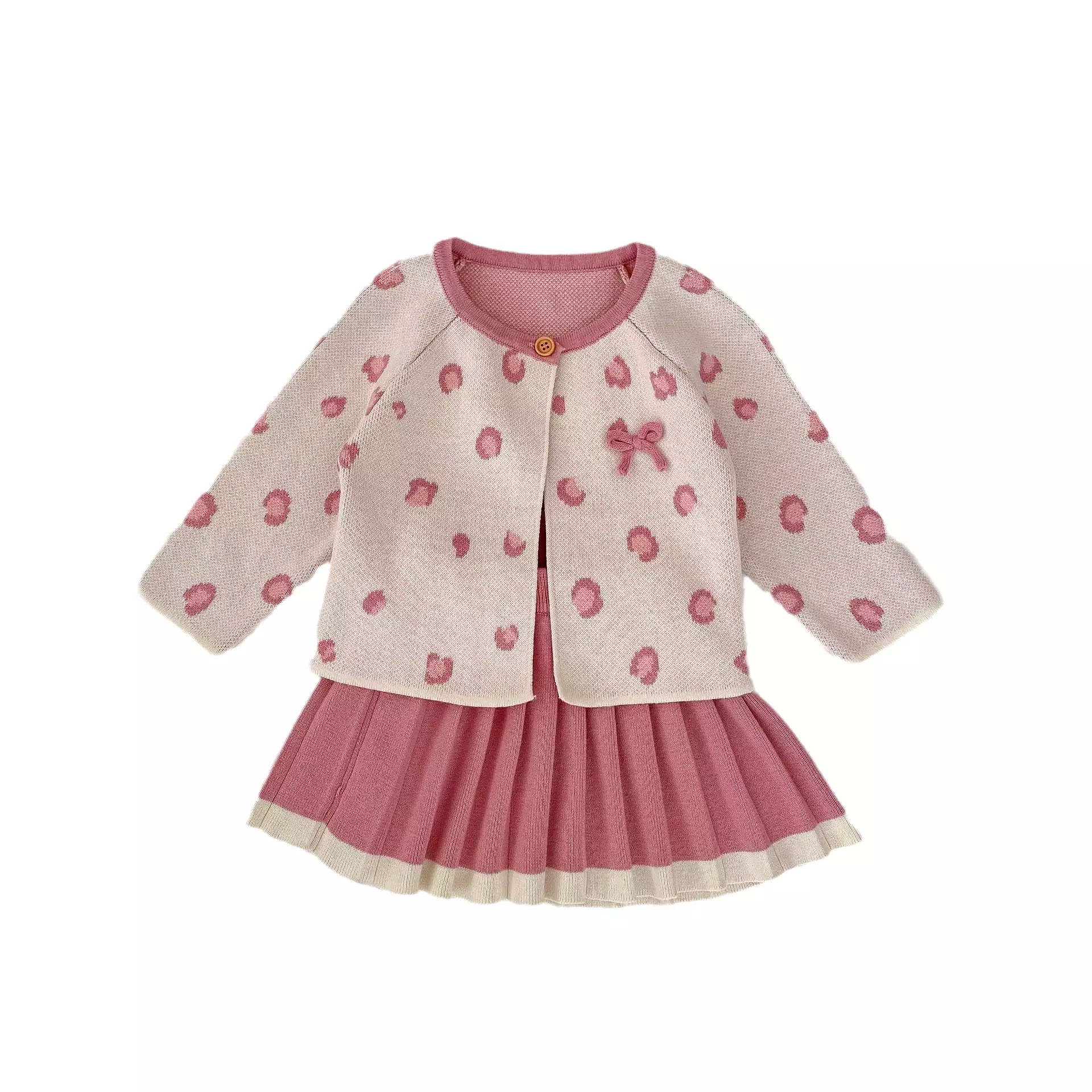 Baby Kid Girls Solid Color Polka dots Print Cardigan And Dresses Wholesale 230828228