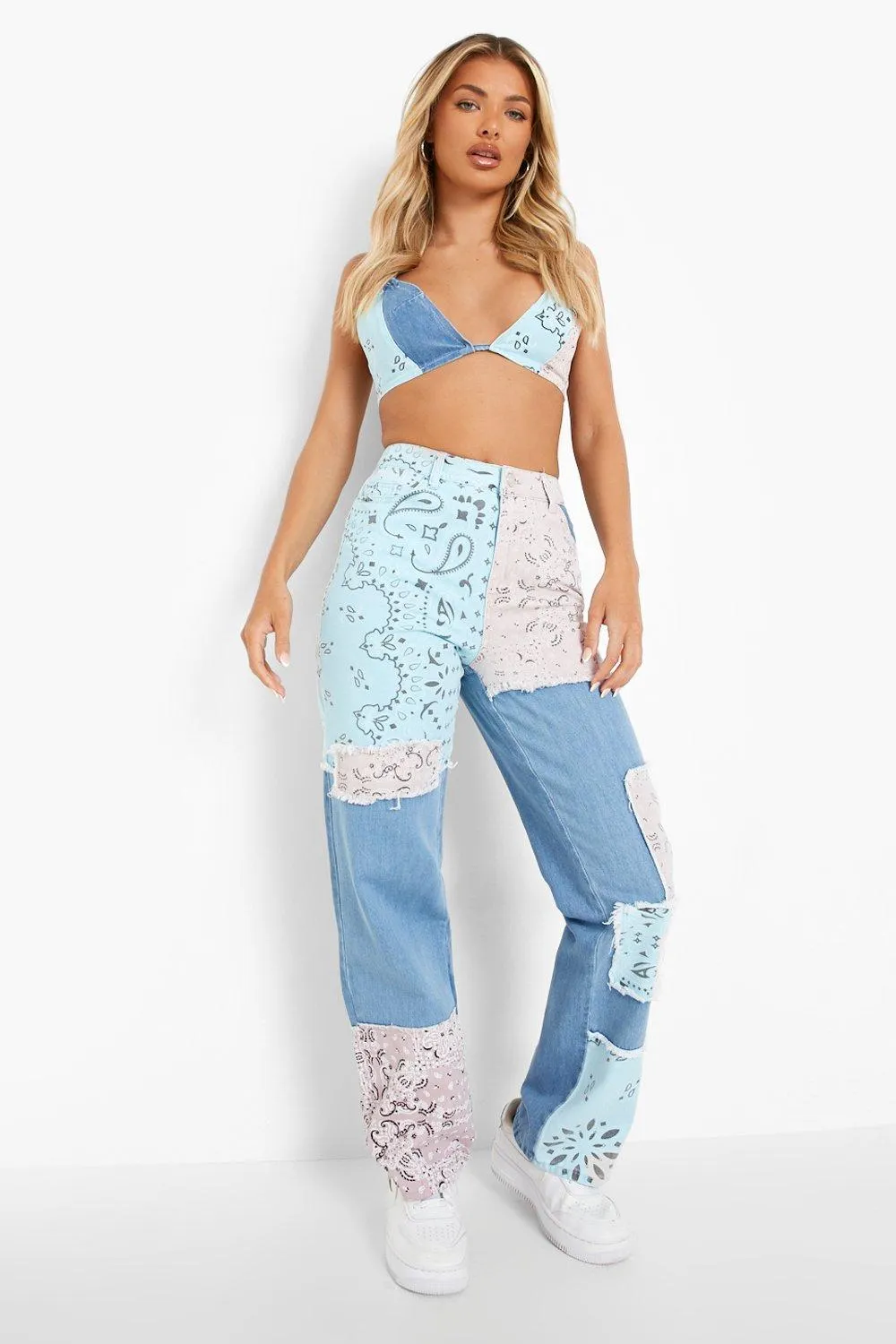 Bandana Patchwork Boyfriend Jeans