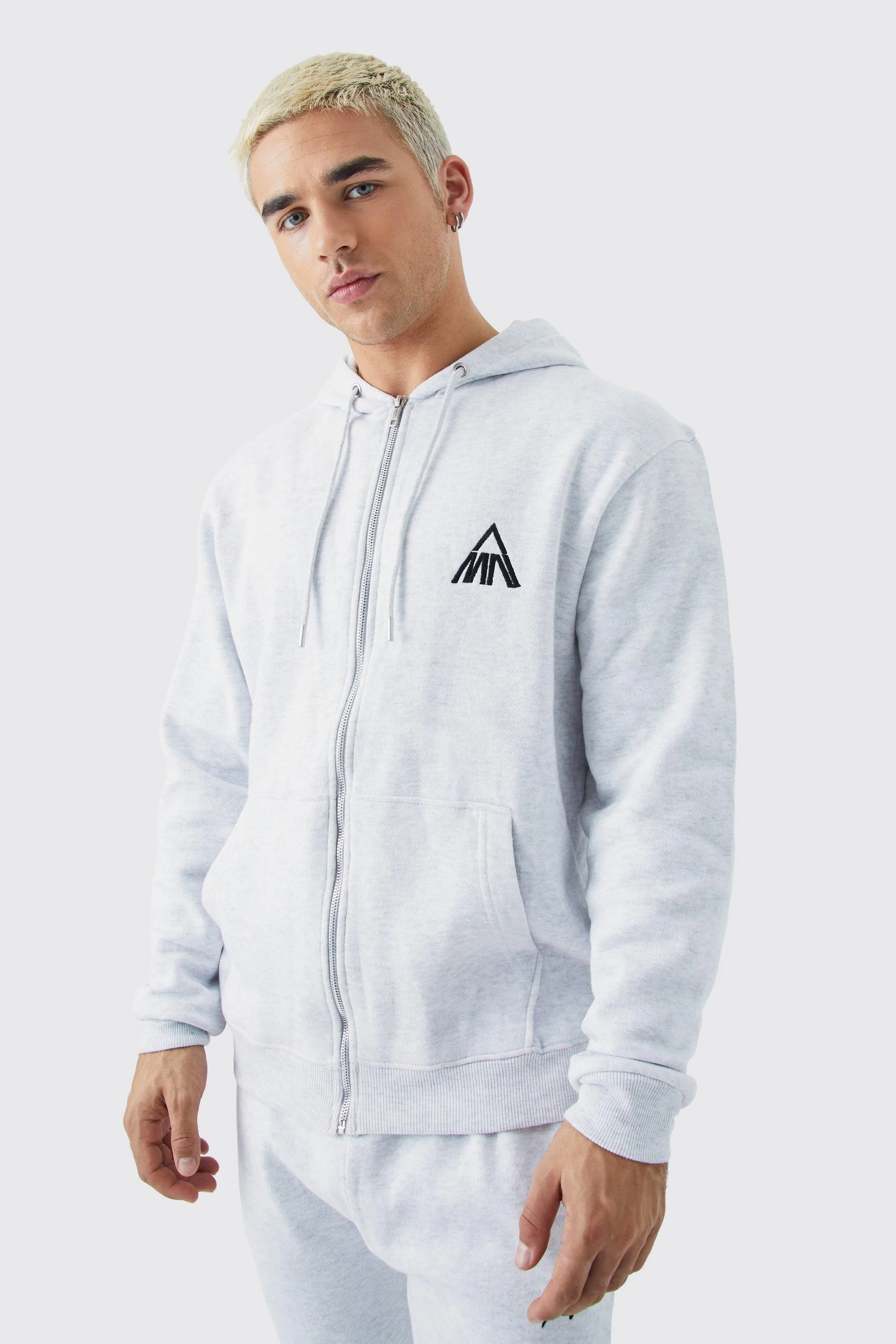 Basic Man Zip Through Hoodie | boohooMAN UK