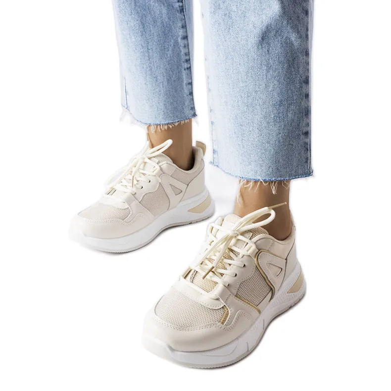 Beige multi-fabric sneakers from Caya