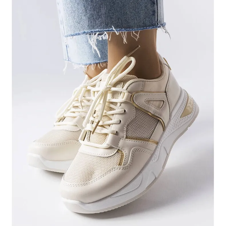 Beige multi-fabric sneakers from Caya