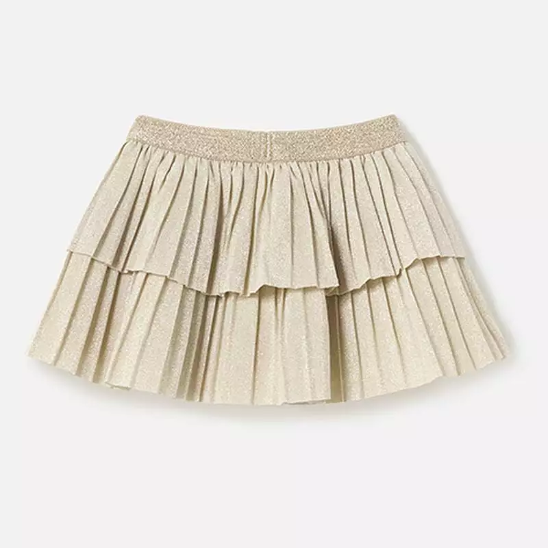 Beige Pleated Overlay Skirt