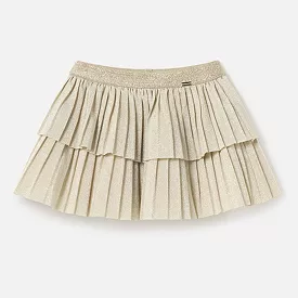 Beige Pleated Overlay Skirt