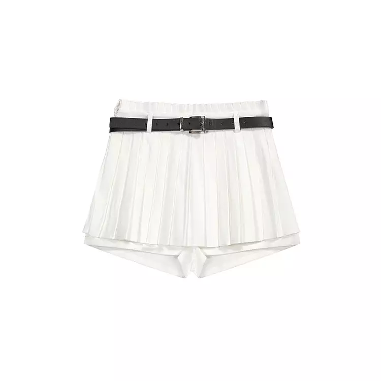 Belt Pleated Skirt