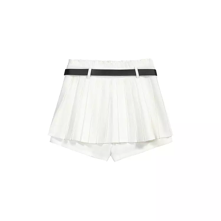 Belt Pleated Skirt