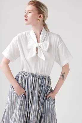 Betty Blouse in Ticked Cotton