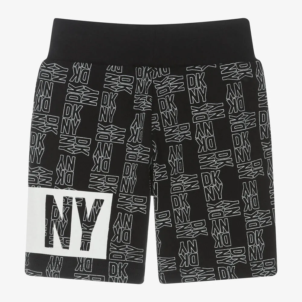 Black Cotton Printed Shorts