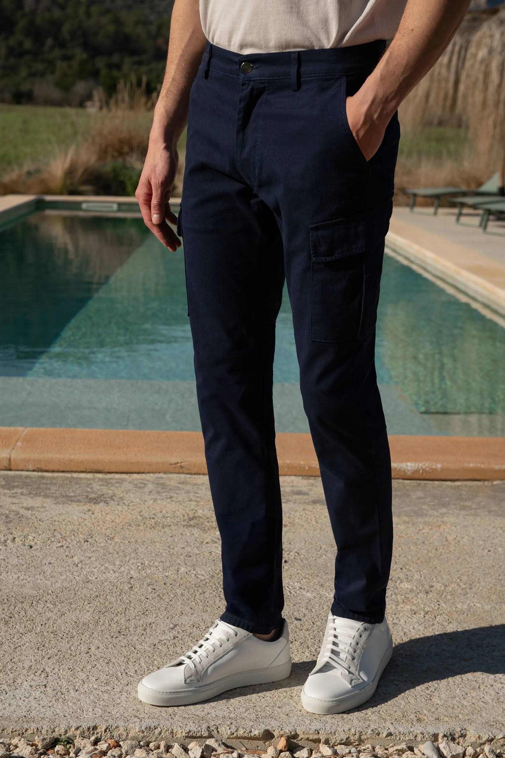 Blue stretch cotton cargo - Made in Italy