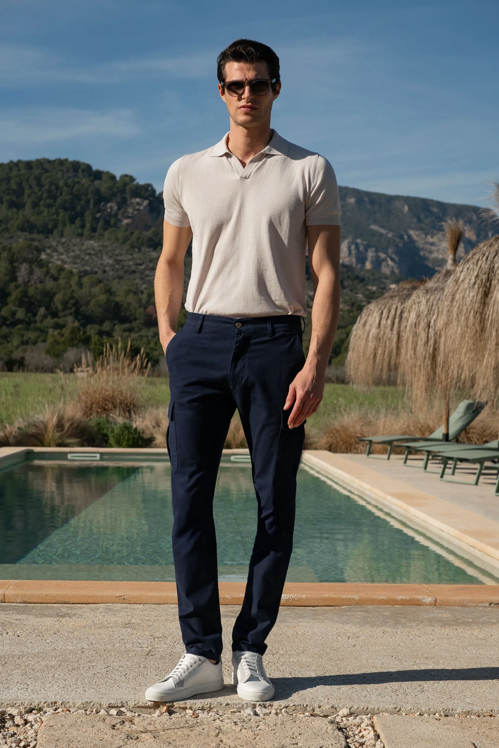 Blue stretch cotton cargo - Made in Italy