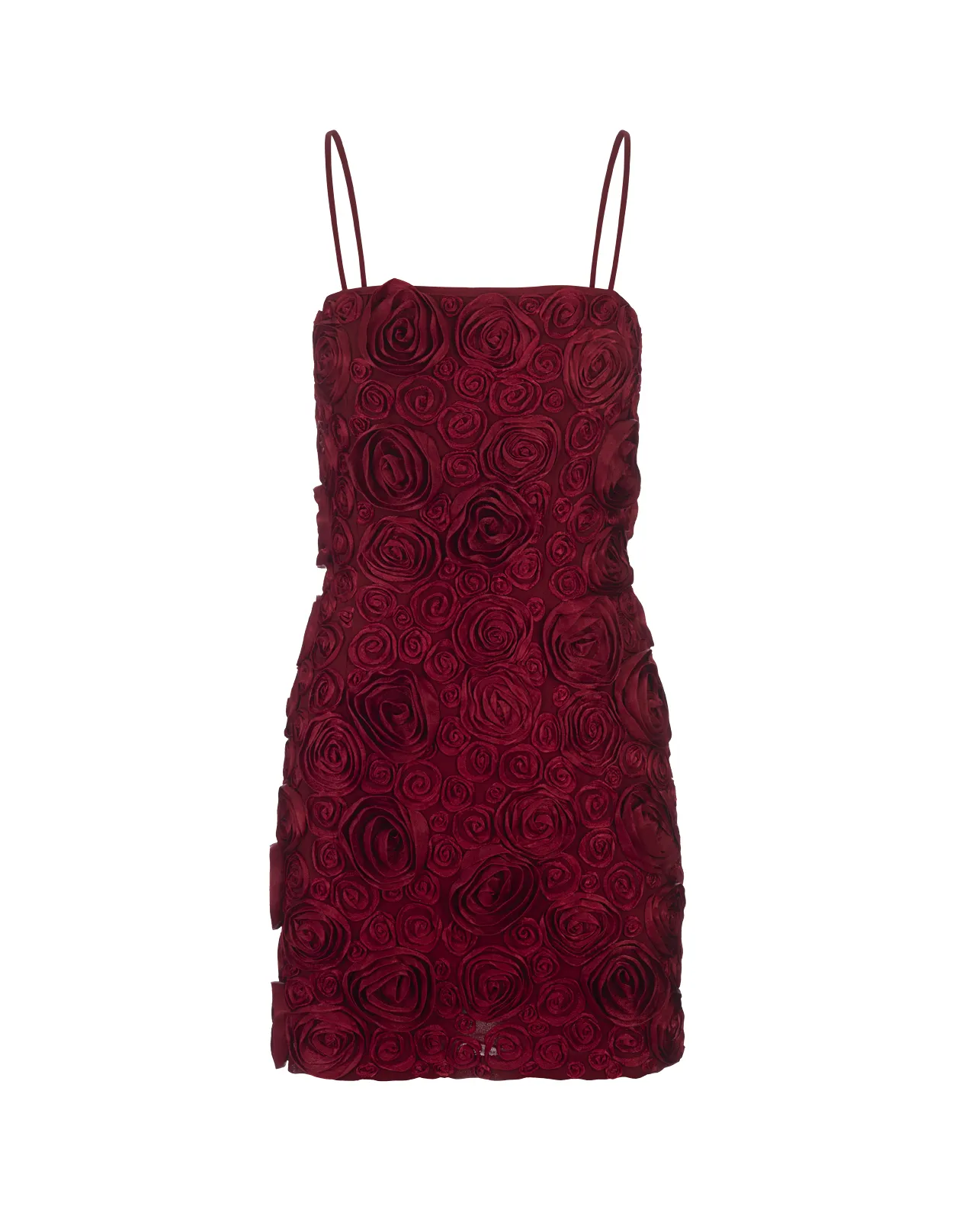 BLUMARINE Red Slip Dress With 3D Rose Embroidery