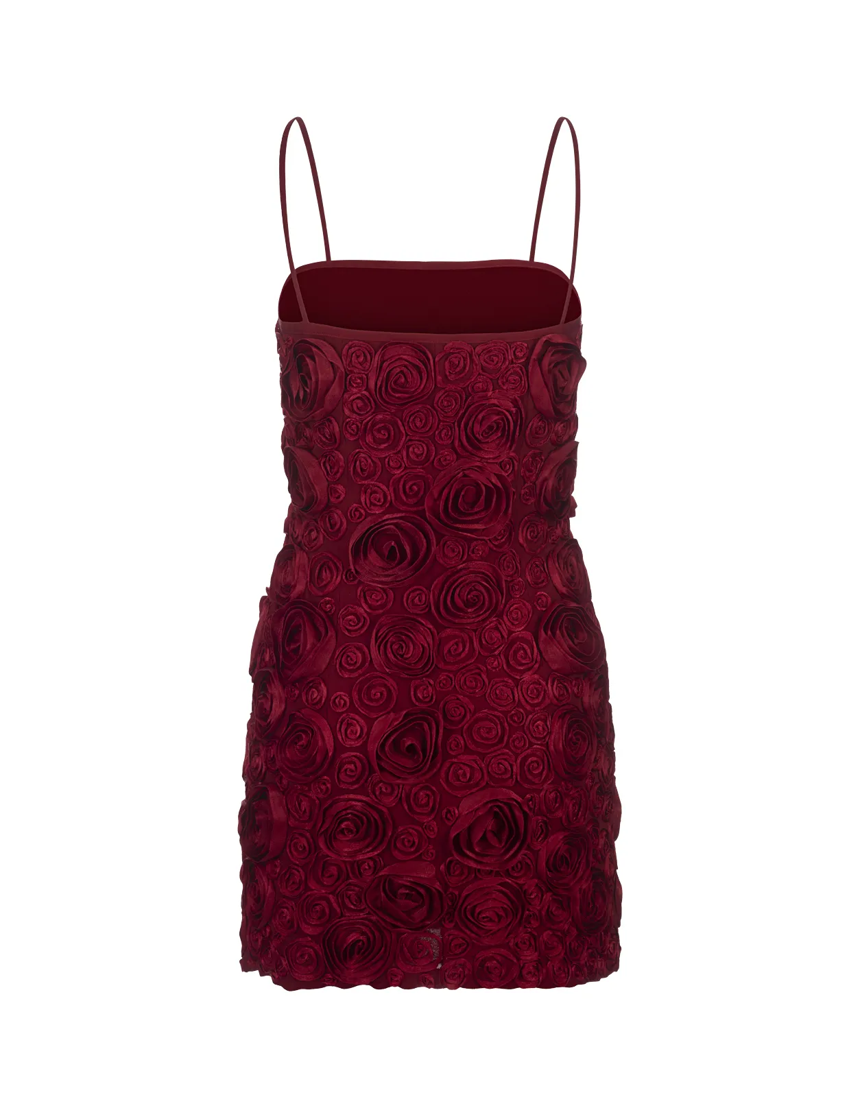 BLUMARINE Red Slip Dress With 3D Rose Embroidery