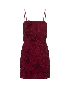 BLUMARINE Red Slip Dress With 3D Rose Embroidery