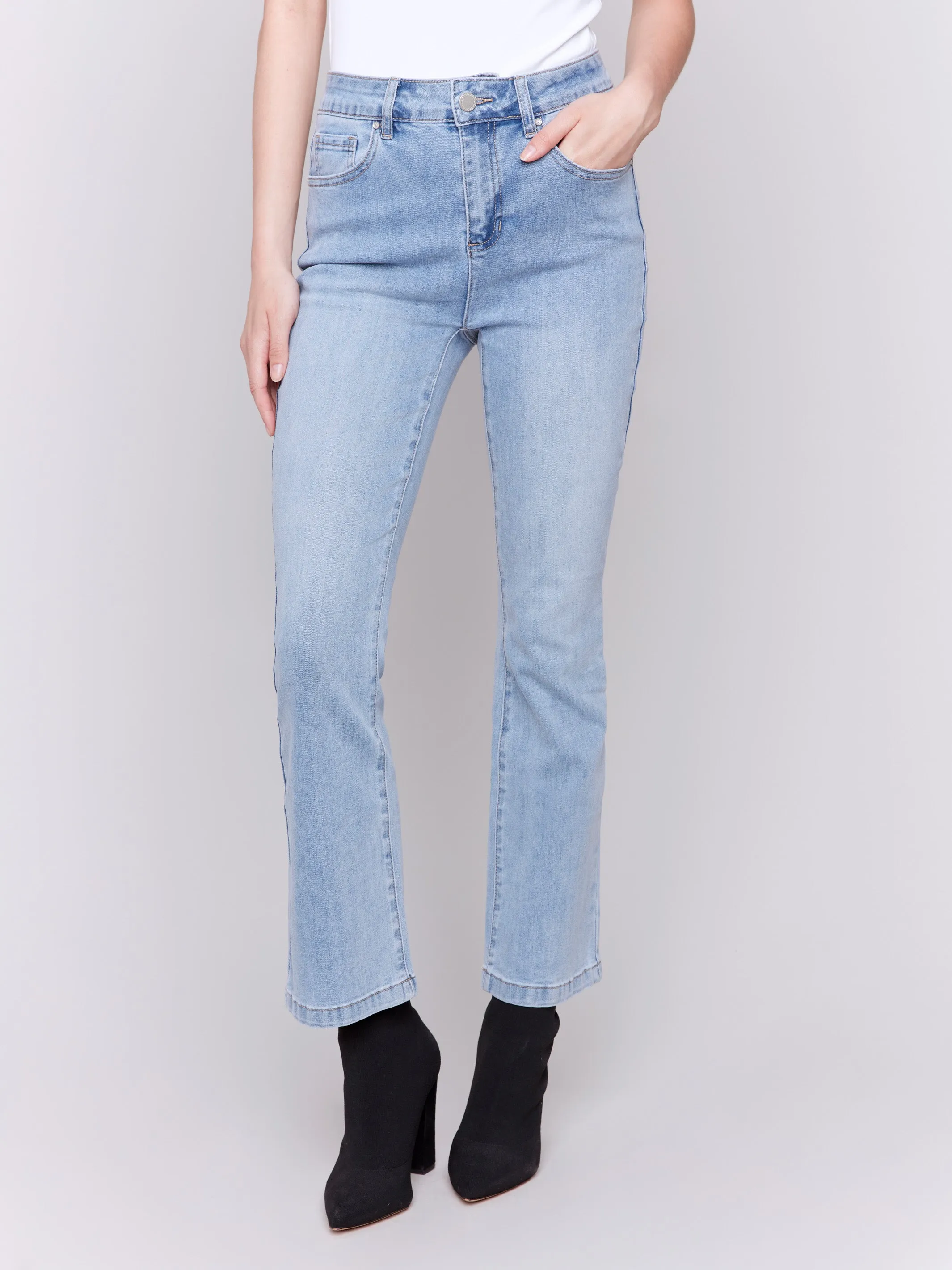 Bootcut Stretch Denim Pants - Light Blue