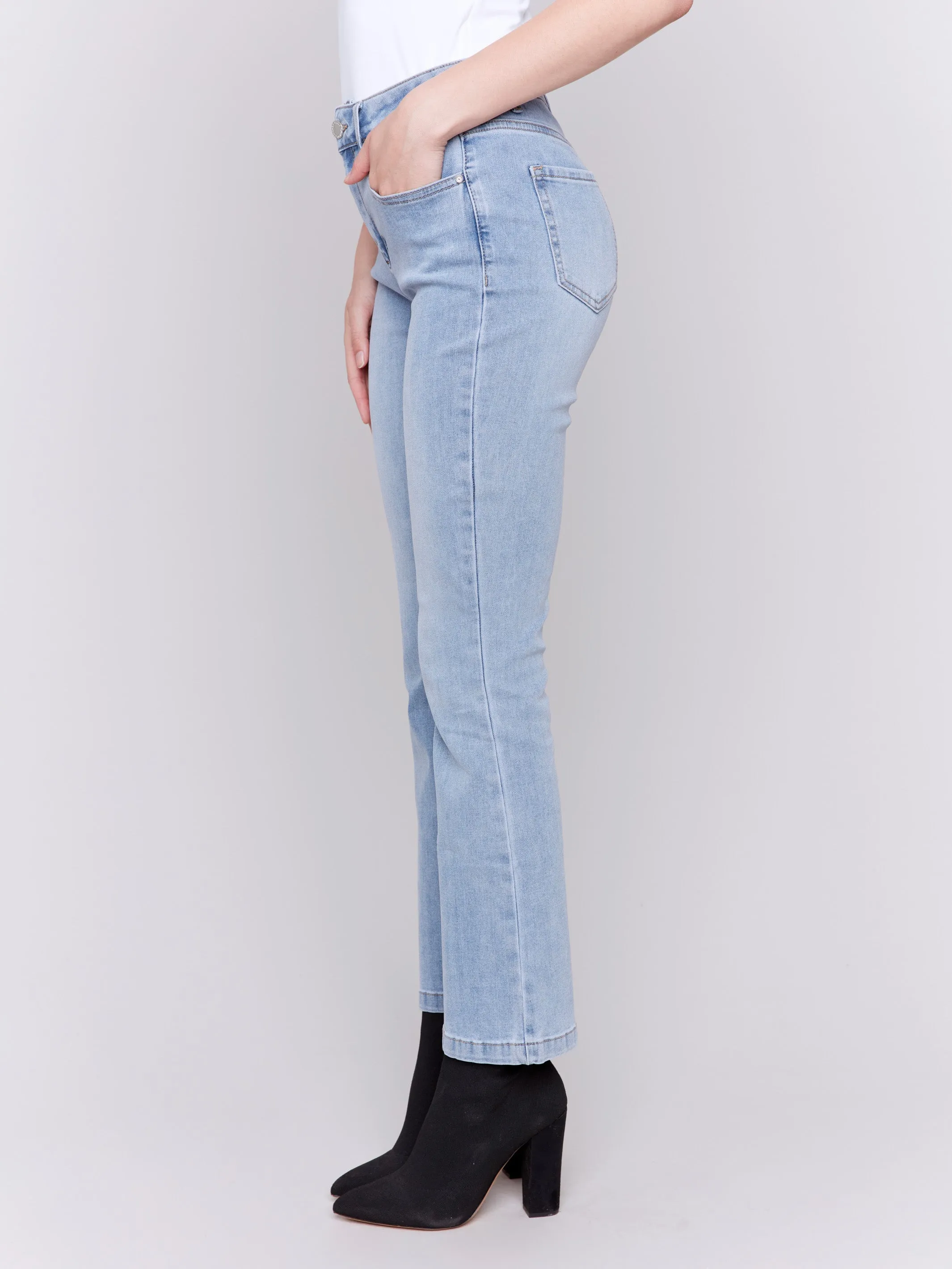 Bootcut Stretch Denim Pants - Light Blue