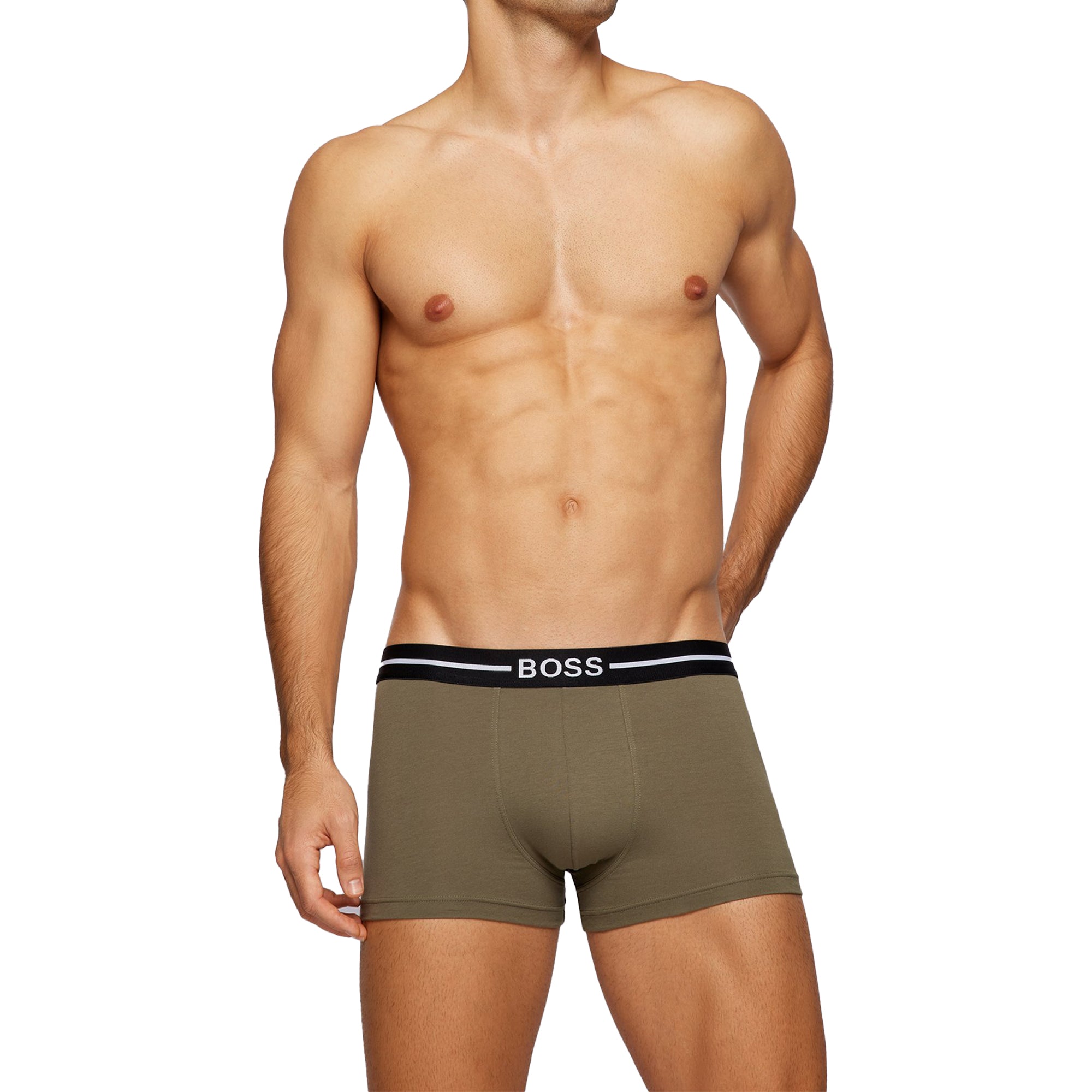 Boss 3 Pack Cotton Stretch Boxer Brief - Navy/Black/Khaki