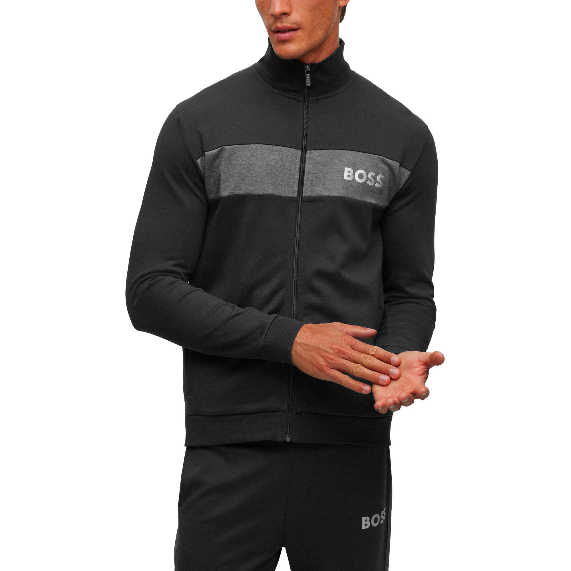 Boss Cotton Blend Full Zip Track Top - Black