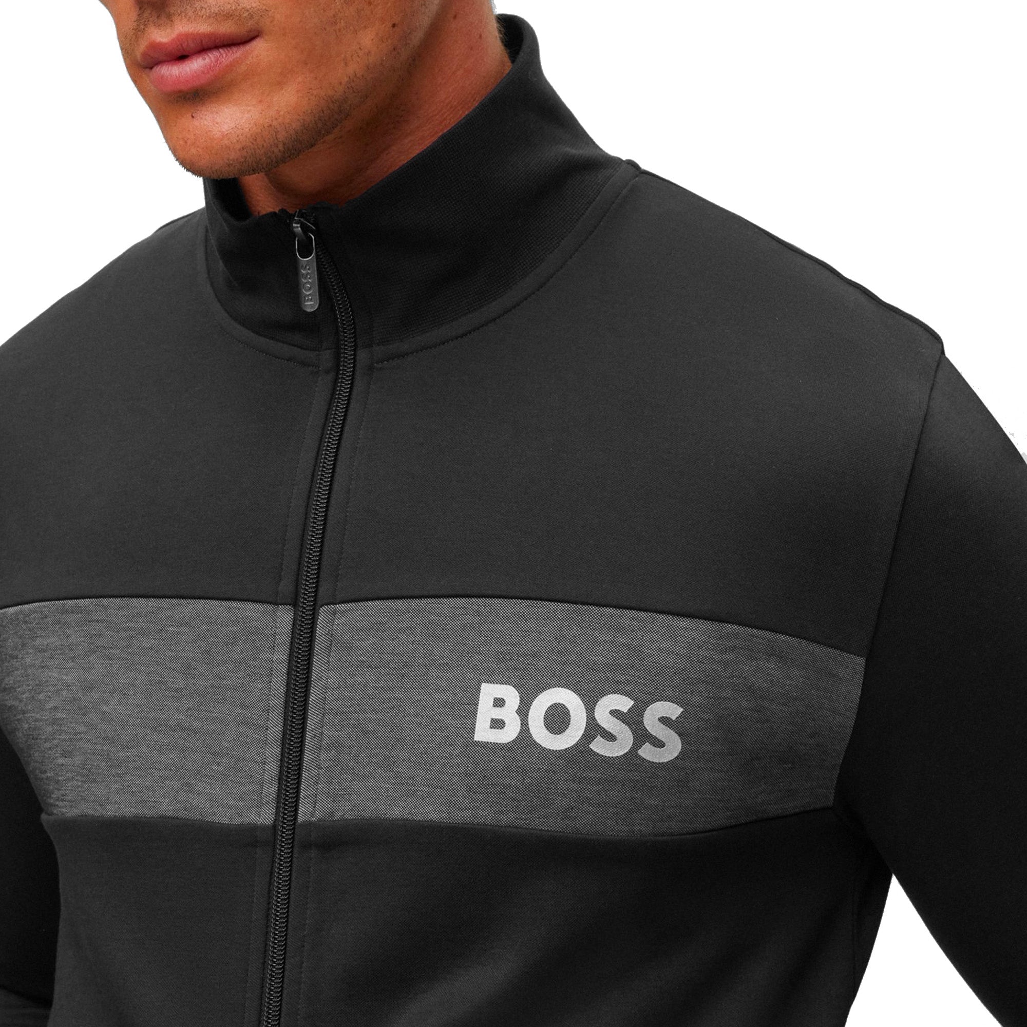 Boss Cotton Blend Full Zip Track Top - Black