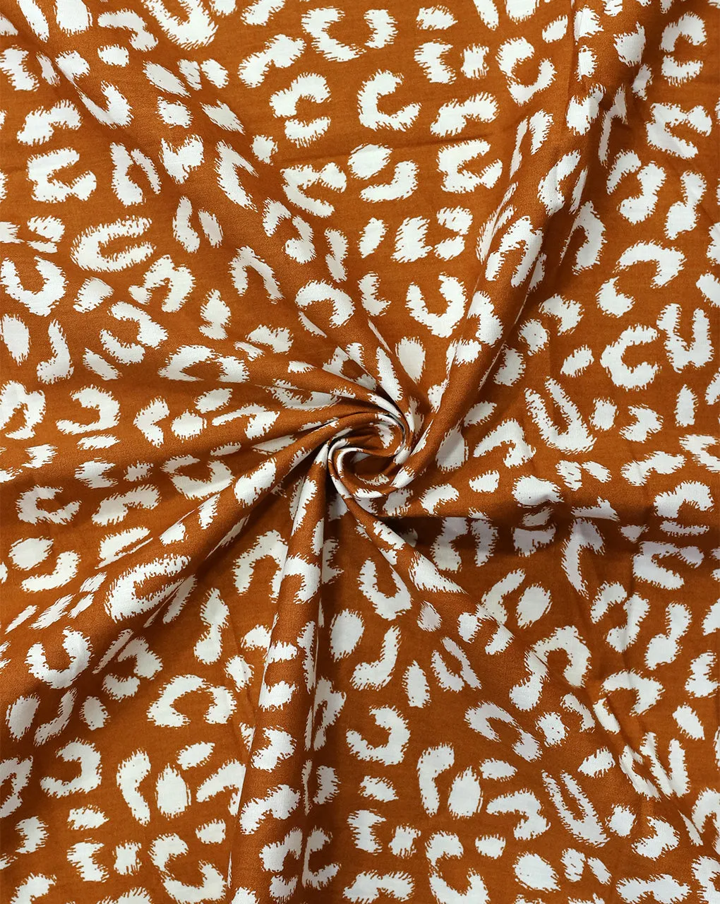 BRONZE & WHITE ABSTRACT DESIGN COTTON POPLIN PRINTED FABRIC