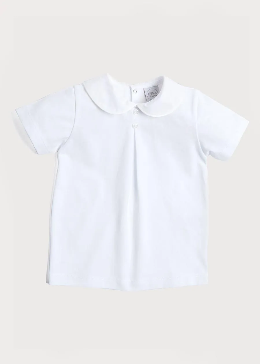 Button Detail Cotton Top in White (2-5yrs)