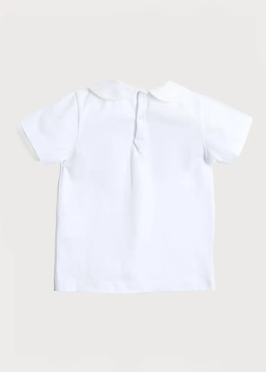 Button Detail Cotton Top in White (2-5yrs)