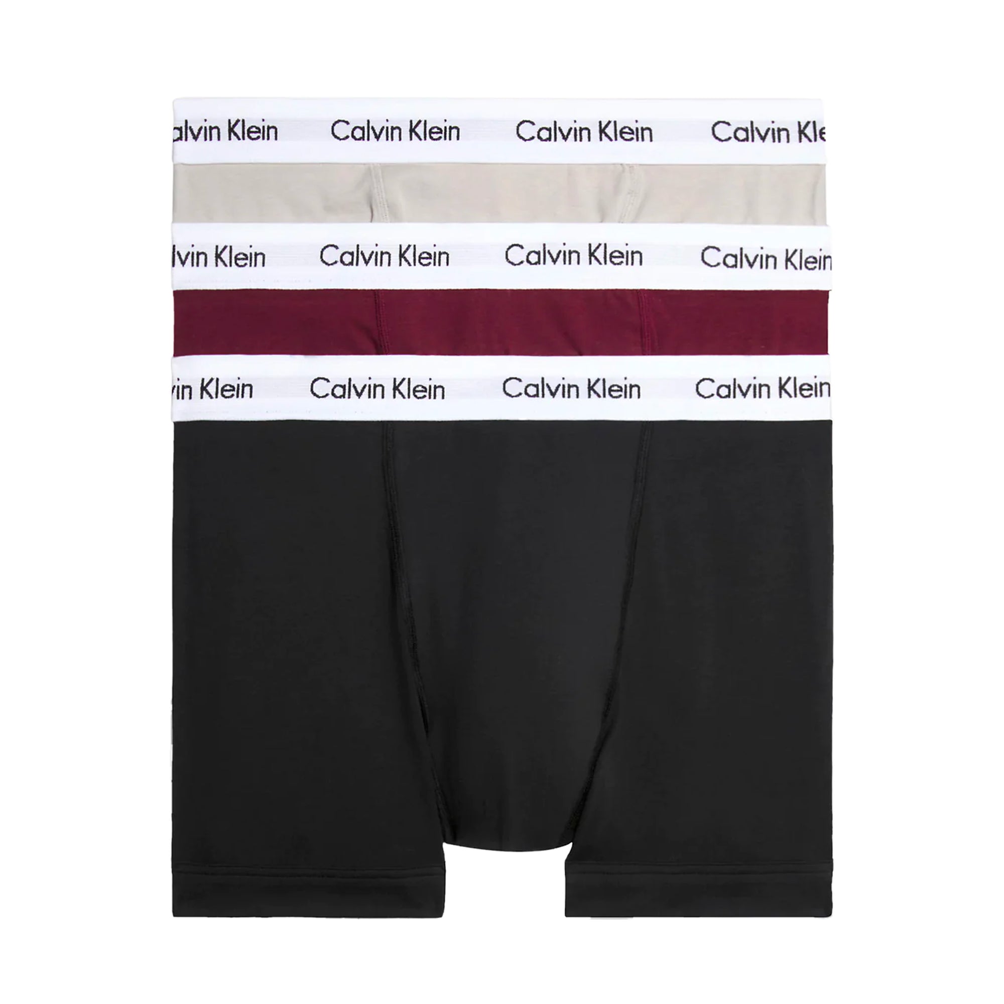 Calvin Klein Cotton Stretch Trunks - Black/Burgundy/Porpoise