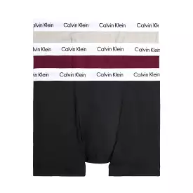 Calvin Klein Cotton Stretch Trunks - Black/Burgundy/Porpoise