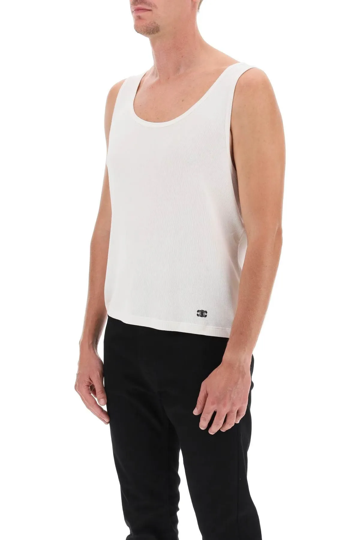 CELINE  |Silk Street Style Plain Cotton Logo Luxury Tanks