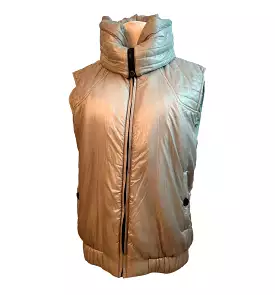 Chanel Silver Grey Zip Up Hooded Puffer Vest FR 42